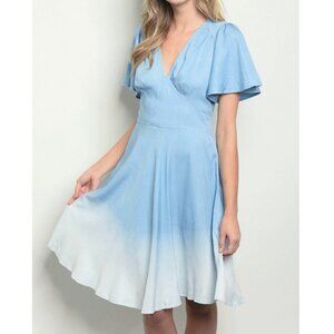 Blue Chambray Fit & Flare Dress